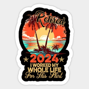 Retired 2024 Retirement Men Women Humor Sticker